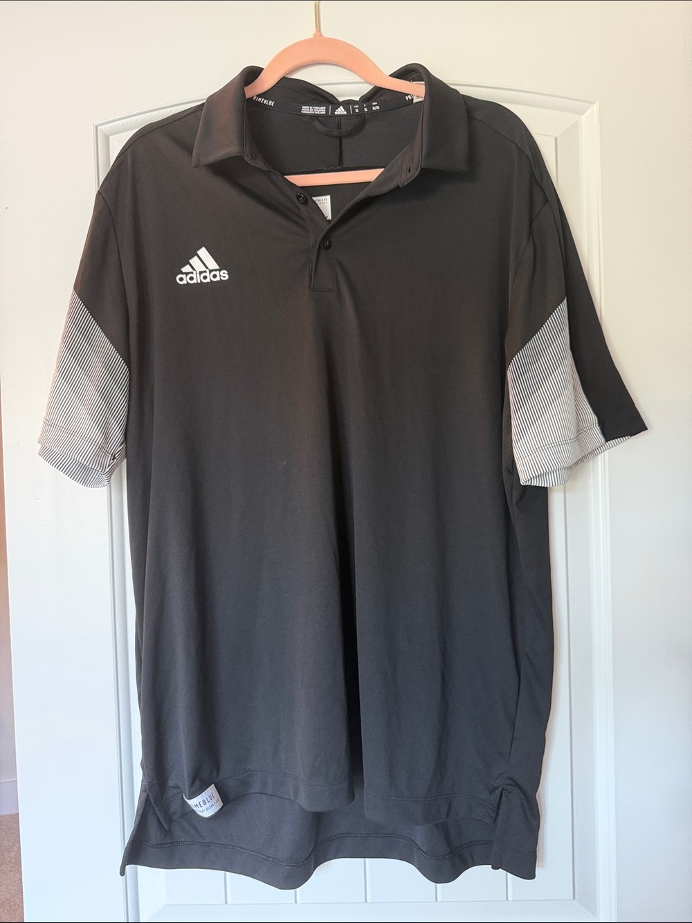 adidas Black Polo with Gray Sleeve Panels